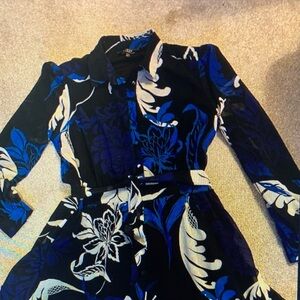 Lipsy Black and Blue Floral Mini Dress